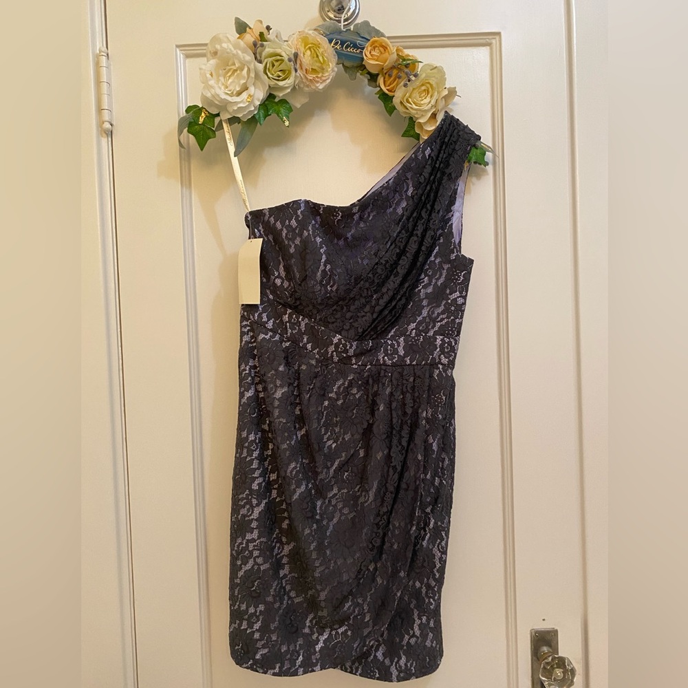 Shoshanna Black Lace One Shoulder Dress NWT 10